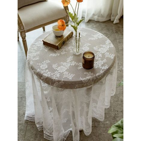 Nappe Rectangulaire Nappe en Dentelle Ronde Petite Table Ronde Nappe Nordique Rétro Blanc Nappe Dessert Table Couverture-Dentelle Rétro BlancNappe Ronde 140Cm (1/4)