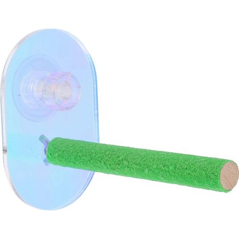 Perchoir pour perruche en bois naturel avec ventouse, compatible avec les accessoires de cage (1/5)