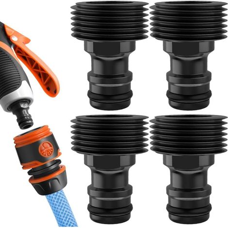 Thread Accessory 4 Pack Quick Hose Adapter, External Threaded External Interface Connector Accessories for Car Wash Water Gun (G 3/4" Faucet Connector) (1/5)