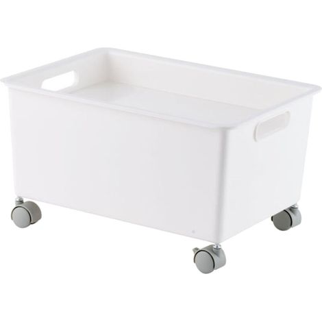 Panier de rangement à rouleaux 870g – Grande capacité pour livres, vêtements, chaussures – En PP – Mobile et facile à déplacer (1/4)
