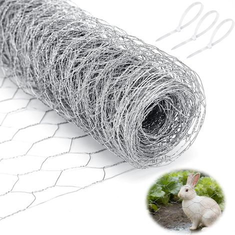 Chicken Wire Mesh, Anti Rodent Wire Mesh 0.4 x 12 m, Hexagonal Mesh Fine Mesh Mesh 2.5 x 40 mm, Galvanised, Rust-Free, Chicken Fencing, Animals Terrace, Garden, Fence (1/5)
