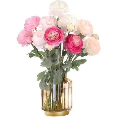 5 Bouquets Fleurs Artificielles en Soie Pivoine avec Tiges et Feuilles, Fleurs Artificielles Fausse Fleur Fleurs Artificielles Deco pour Accueil, Cuisine, Mariage Parti, Centre de Table (1/5)