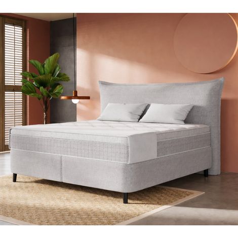 Lit boxspring coffre complet 160cm + matelas + surmatelas NUAGE (1/5)