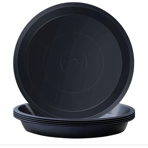 Pflanztopf/Untersetzer aus Kunststoff – 5 schwarze Töpfe – 30 cm – Geeignet für Blumentöpfe (1/5)