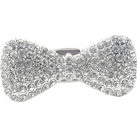 Décoration de grille d'aération de voiture en forme de nœud papillon avec strass - Clip pour grille de climatisation-5.3X2.3X1CM-Silver (1/2)