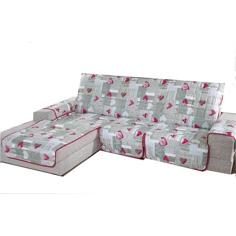 Copridivano trapuntato imbottito con penisola reversibile e universale fantasia shabby in tutte le misure Bordeaux - 2 Posti
