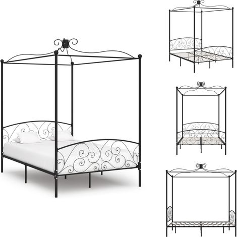 Betten & Bettgestelle - Living Himmelbett-Gestell Schwarz Metall 120 x 200 cm (1/5)