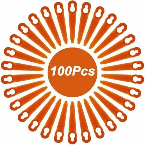 100 pezzi di lame di ricambio in plastica per decespugliatore, lame per tosaerba a batteria, lame di ricambio per prato da giardino (L83 arancione)