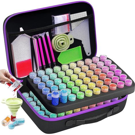 Boîte de rangement pour kit de Diamond Painting (120 compartiments) – Mallette portable pour accessoires et outils (1/5)