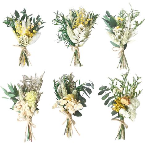 Lot de 6 bouquets de fleurs séchées pour travaux manuels, bouquet de fleurs séchées bohème, petit bouquet de fleurs séchées faites à la main, décoration pour cadres photo (1/5)