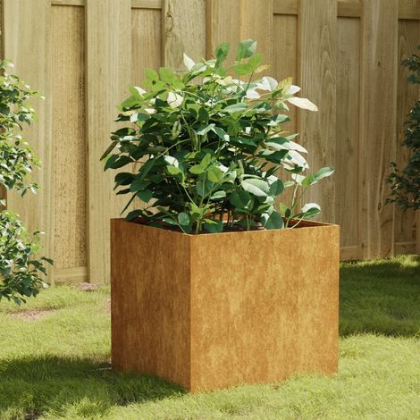 Jardinière Pot de Fleurs 40x41x40 cm acier corten CVW35639 (1/5)