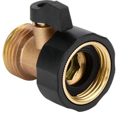 Raccord de tuyau d'arrosage avec robinet à bille droit en laiton 3/4" et joint inclus. (1/5)