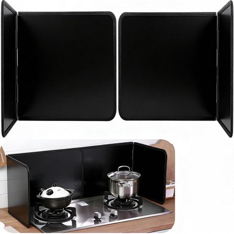 Foldable Kitchen Stove Splash Guard, Grease and Splash Guard with Non-Stick Coating Anti-Splash Plate (Black 30 cm) (1/5)