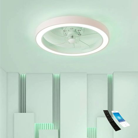 Ventilateur Plafond avec Lumiere Modernes, Ventilateurs de Plafond avec Lumières et Télécommande, Ventilateur de Plafond LED Encastré de 50cm, pour Chambre à Coucher, Salon, Cuisine, Maison Intérieure (1/5)