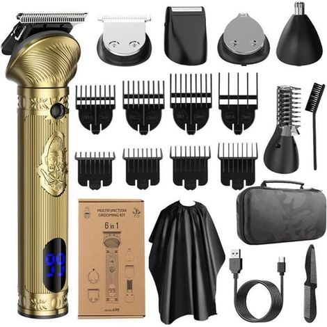 (cuivre) Kit de coupe de cheveux professionnel, kit d'hygiène personnelle, tondeuse à poils de nez et de corps (1/5)