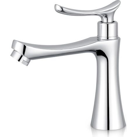 Robinet mitigeur à levier unique pour toilettes d'invités avec un trou - Montage sur pont - Chrome poli (1/5)