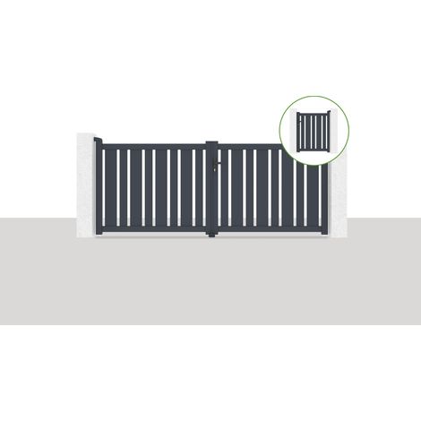 Pack portail battant VEYMONT 300x120cm + Portillon 1m VEYMONT H.120cm Gris (1/5)