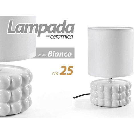Kaela - Lampada Abat Jour Tavolo Comodino E14 Base Ceramica Rilievo Lux 25 X 15cm 837418 - (1/2)