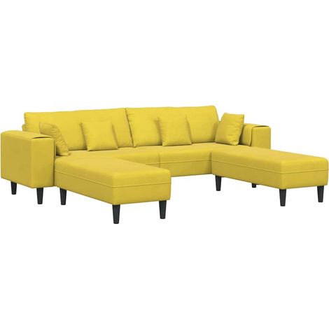 Velvet Sofa with Cushion 3 pcs Yellow 208 cm Velvet vidaXL