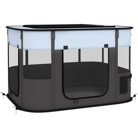 Box pieghevole in rete traspirante per cani di piccola taglia e animali di peso inferiore a 10 kg, adatto sia per interni che per esterni, 94 x 74 x 60 cm, grigio. (1/5)