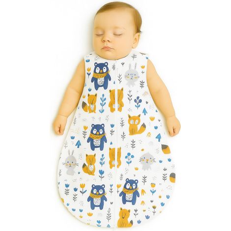 Saco de dormir redondo de algodón para niños talla S 0-6 meses verano TOG 1.0 - ositos azul marino (1/5)