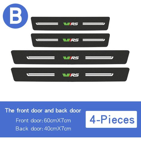 (B Avant arrière 4 pièces) Pour Skoda VRS Octavia Kamiq Karoq Autocollant de seuil de porte en fibre de carbone,film protecteur anti-rayures et imperméable,accessoires pour coffre (1/3)