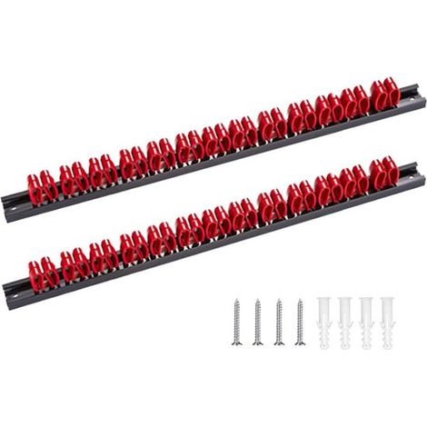 Lot de 2 porte-tournevis - Système de fixation pour GPS - Porte-outils - Mur à outils - Rouge - Panneau à outils - 35 x 2 x 3,4 cm - PE (1/5)