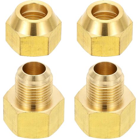 2pcs Raccords de Tube en Laiton, Femelle 1/2" x Mâle 5/8", Apdateur d'Accouplement à 45 Degrés avec Écrou Bride, Raccord Tuyau HVAC Climatisation Plomberie Gaz - 5/8" Flare Female Male (1/5)