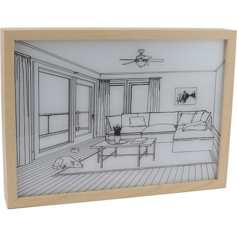 Cadre photo lumineux LED mural décoratif peinture d'ombre 3 couleurs dimmable chambre salon modèle 1 (1/5)