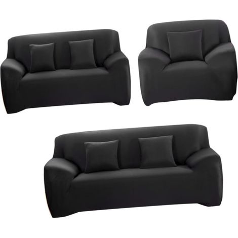 Housse de Canapé Places Extensible Antidérapante Tissu Protection Élastique pour Canapé de Noir Facile à Installer et Nettoyer (1/5)