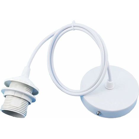 E27 Porte Lampe Suspension,E27 Pendentif Lampes Suspendues Accessoire avec Câble Base de Lampe,Base de Lampe de Lampe Suspendue,pour Chambre, Salon, Couloir Blanc 1.2m (1/5)