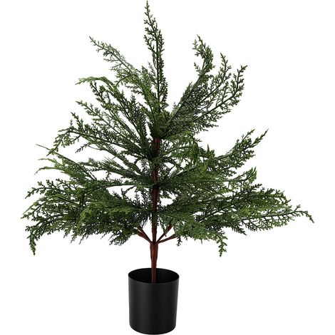 Cyprès artificiel miniature de 60 cm (2 pieds) à poser sur une table, réaliste et pré-assemblé, idéal pour Noël à la maison ou au bureau. (1/5)