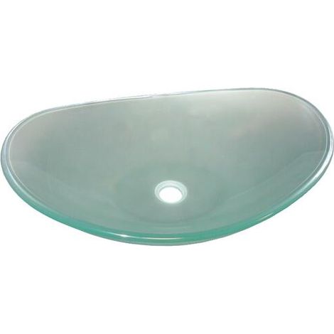 [JAMAIS UTILISE] ONDEE ZEN - Vasque ovale à poser PIROGUE - Transparent - 56x36,5cm - Verre - Sans trop plein (1/4)