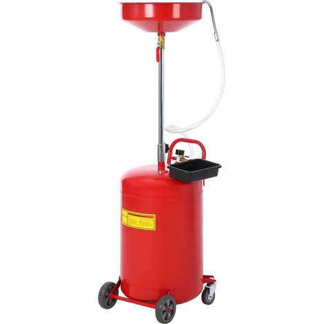 Réservoir de vidange d'huile usée 20 gallons – Fonctionnement pneumatique – Entonnoir réglable 38 cm – Boîte à outils incluse – Pression réglable – Style Rouge (rose) (teinte) (teinte) (teinte) (coule (1/5)