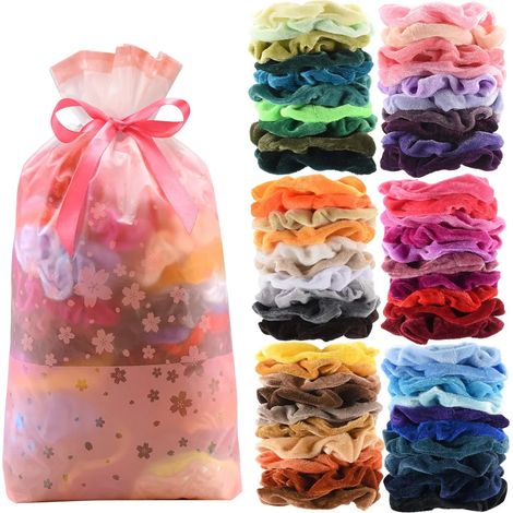 50 Pcs Premium Hair Scrunchies Hair Bands for Women or Girls Hair Accessories with Gift Bag,Great Gift for Holiday Seasons