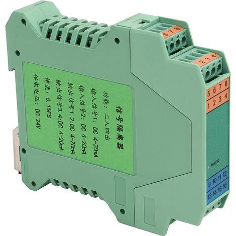 Isolateur de signal CC 2 entrées 4 sorties, transmetteur de courant 4-20 mA, conditionneur de signal de détection PLC 24 V (1/5)
