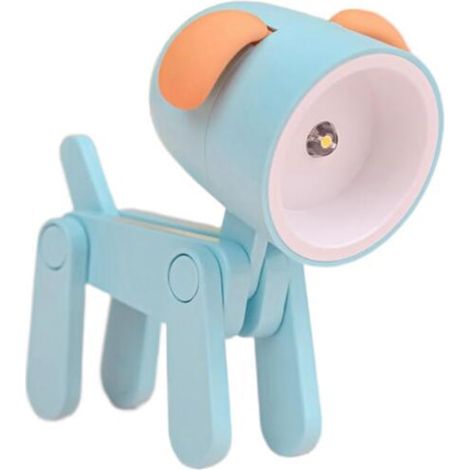 Veilleuse miniature LED créative à main en forme de chiot bleu, lampe de table pliable en forme d'animal de dessin animé avec oreilles, cadeau pour étudiant. (1/3)