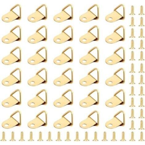 Pair 50 Pièces Crochet pour Cadre,Attache Tableau,Photo Anneaux Triangulaires Cadre,Support Murale Cintre avec 50 Pièces Vis Utilisé pour les Cadres Photo, Suspension de Décorations de Meubles (1/5)