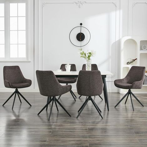 Esszimmerstühle 6er Set drehbar, modern, schwarz (1/5)