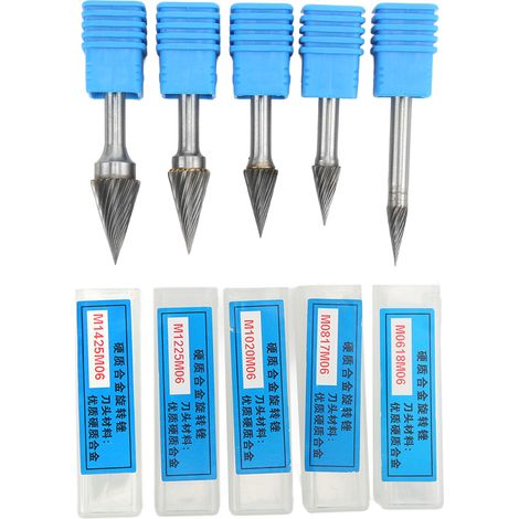 Lot de 5 Fraises Carbure Monodentées Tige 6mm - Finition Lisse, Idéal Gravure Polissage Perçage Précis Métaux Plastiques (1/5)