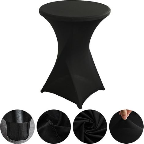 Mantel de cóctel elástico, ideal para bodas, banquetes y fiestas (diámetro 76,20 cm - 81,28 cm x altura 106,68 cm), 2 piezas, mesa no incluida - negro (1/5)