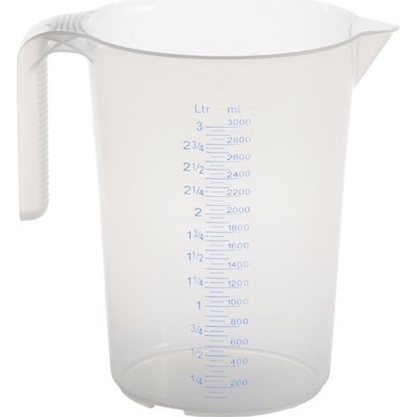Jarra medidora 3000 ml PP transparente D175xH238mm asa abierta HÜNERSDORFF