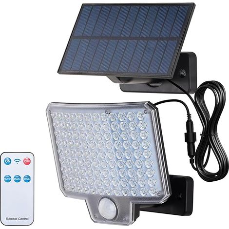 GD201, Solar-Sicherheitsleuchten für den Außenbereich mit Bewegungsmelder, 3 Modi und Fernbedienung, IP65 wasserdichte Solar-Gartenleuchten für Garten, Hof und Einfahrt