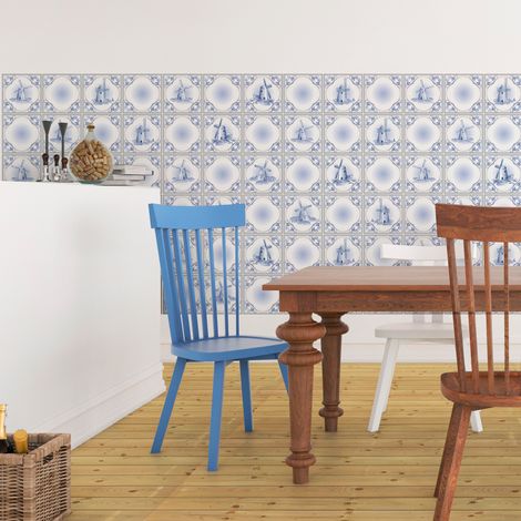Sticker Mural Carrelage adhésif Cuisine Salle de Bain - 60 STICKERS CARREAUX DE CIMENT DELFT EMMEN - 60stickers20x20cm (1/5)