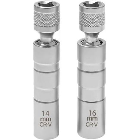 2 Pièces Cle a Bougie, Douille Bougie, Outil de Démontage de Bougies, Clé de Démontage de Douille pour Réparation Automobile(16mm/14mm) (1/5)