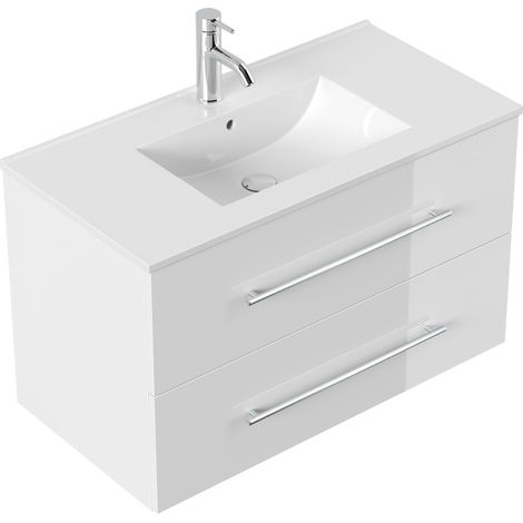 Badmöbel Firenze 90 SoftClose weiss hochglanz (1/5)