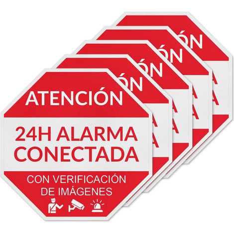 Autocollants Alarme Connectée - Affiches Vidéosurveillance - Plaque de surveillance vidéo adhésive en vinyle 15 x 15 cm - 5 unités (1/5)