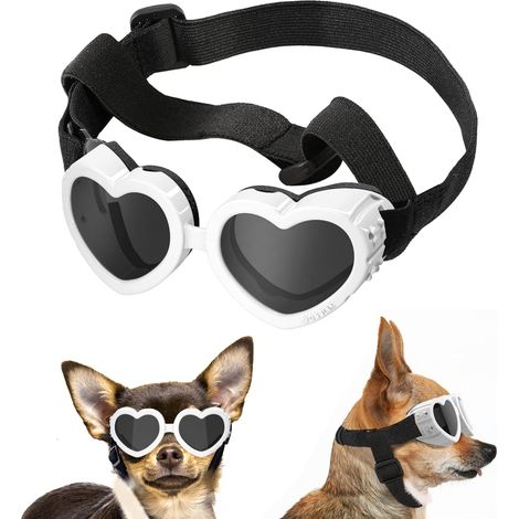 Filiyano-Lunettes pour chien en forme de cœur, lunettes de soleil ajustables pour animaux de compagnie, coupe-vent (1/5)