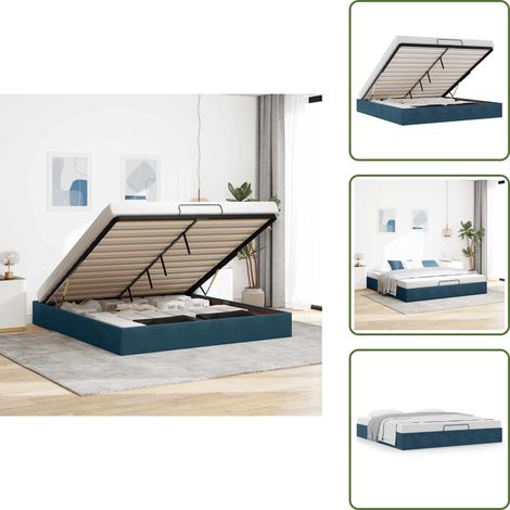 Cadre de lit ottoman sans matelas bleu foncé 180x200 cm velours - Lit Ottoman - Lits Ottoman - Cadre De Lit - Cadre De Lit Avec Rangement (1/5)