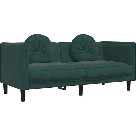 Canapé avec coussins 2 places,Sofa pour Salon,Banquette vert foncé velours CFW815817 (1/5)